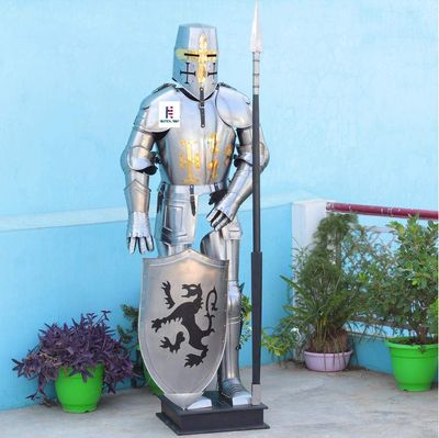 Nautical-Mart Metallic Full Body Armour Suit | Combat Wearable Full Body Steel Costume LARP & Stage Dramas Act Body Costumes (Armor With Stand)