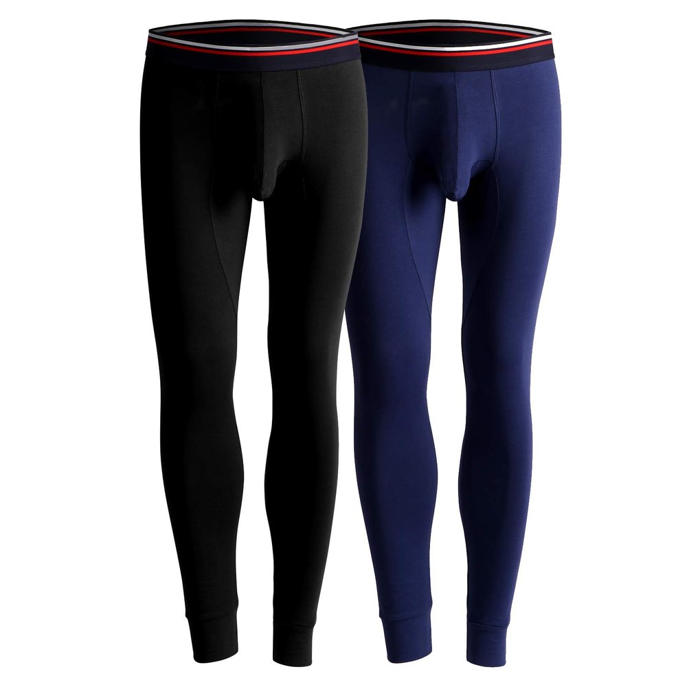Ouruikia Men's Thermal Underwear Pants Thermal Bottoms Long Johns Bottoms Cotton Thermal Bottoms Black/Blue S