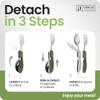 Orblue 4-in-1 Camping Eating Utensils, 2-Pack - Portable Spoon, Fork, Knife & Bottle Opener Combo Set - Stainless Steel Flatware with Detachable Fork - Backpacking Cutlery Multitool, Olive Green view 3