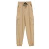 Andongnywell women's hiking pants pocket quick-drying drawstring jogger light running ankle capri canvas pants (Khaki,XX-Large) view 1