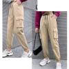 Andongnywell women's hiking pants pocket quick-drying drawstring jogger light running ankle capri canvas pants (Khaki,XX-Large) view 2