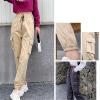 Andongnywell women's hiking pants pocket quick-drying drawstring jogger light running ankle capri canvas pants (Khaki,XX-Large) view 4