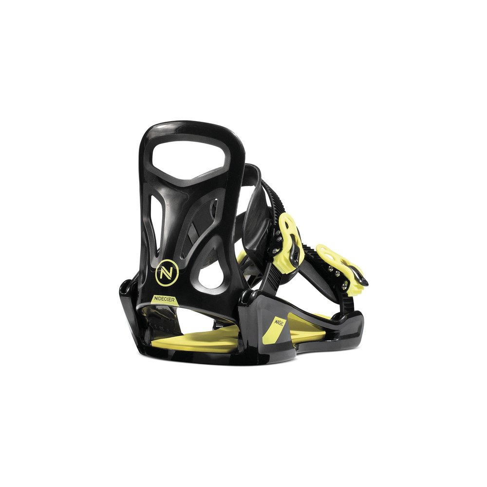 Nidecker Magic Two Straps Unisex Kids Snowboard Bindings, Black, Small