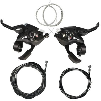 Lomodo 4 Pieces Bicycle Brake Accessories Including 2 x EF51-7 3x7 21 Speed Brake Shift Levers with Inner Cable and 2 x Brake Wire (Front and Rear Brake Cable) for Mountain/MTB Bike