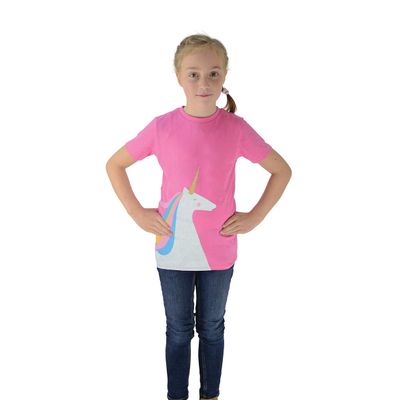 HyFASHION Childrens/Kids Unicorn T-Shirt (3-4 Years) (Pink/Navy)