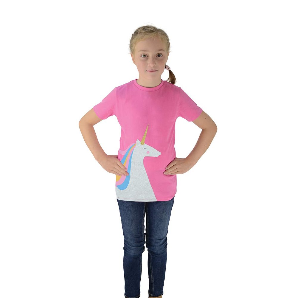 HyFASHION Childrens/Kids Unicorn T-Shirt (3-4 Years) (Pink/Navy)