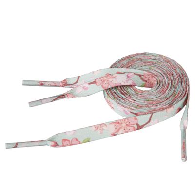 5Chaos Japanese Floral Shoelaces, Sakura Printed Plant Shoe Laces for Women Kids Girls, Fun Colorful Shoestring with Aglets 1Pair (47", 120CM)