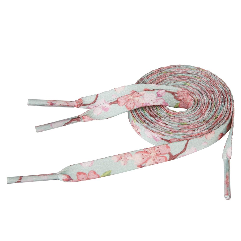 5Chaos Japanese Floral Shoelaces, Sakura Printed Plant Shoe Laces for Women Kids Girls, Fun Colorful Shoestring with Aglets 1Pair (39", 100CM)