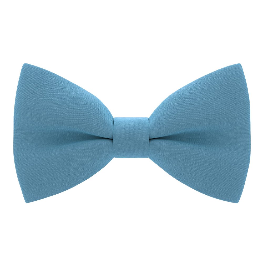Bow Tie House Mens Pre-Tied Soft Crape Bow Tie for Wedding Formal Events Solid Tuxedo (Large, Steel Blue)