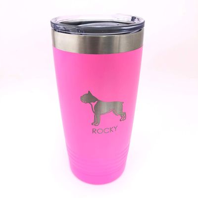 Custom Tumbler Choose Your Pet Breed 20oz Double Wall Insulated 9 Colors (Boxer)