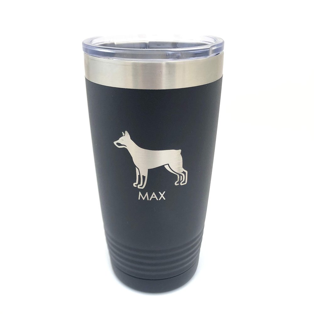 Custom Tumbler Choose Your Pet Breed 20oz Double Wall Insulated 9 Colors (Doberman)