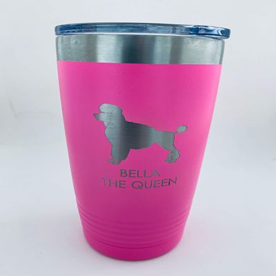 Custom Tumbler Choose Your Pet Breed 20oz Double Wall Insulated 9 Colors (Poodle)