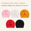 Baby Girl Turban Newborn Beanie Hat 5 Pieces Cotton Infant Girls Headwraps Toddler Kids Hats 0-3 Years (Bow(Black,White,Red,Light Pink,Ginger)) view 2