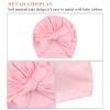 Baby Girl Turban Newborn Beanie Hat 5 Pieces Cotton Infant Girls Headwraps Toddler Kids Hats 0-3 Years (Bow(Black,White,Red,Light Pink,Ginger)) view 3