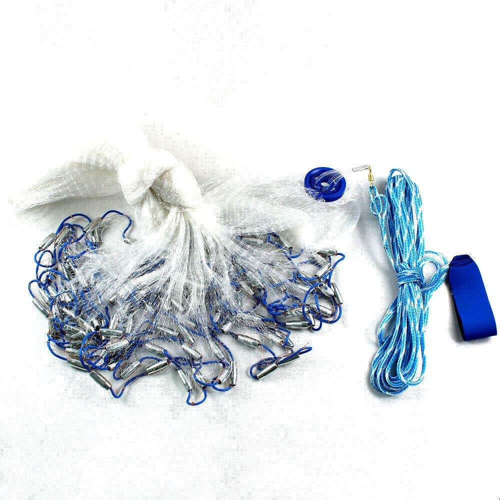 DENSTUS 10FT Fishing Cast Net Bait Easy Throw Hand Cast Strong Steel Sinker Nylon Mesh Bottom Spread Fish Nets Line Mesh