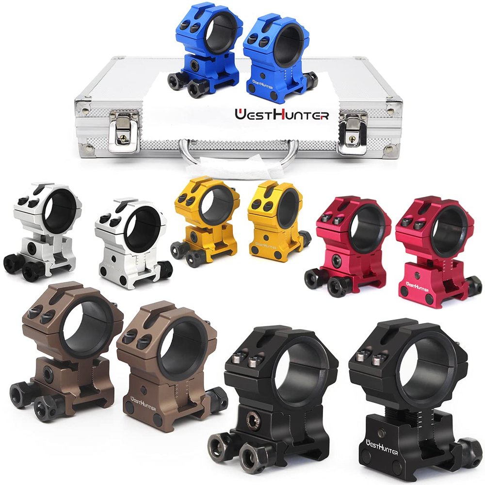 WestHunter Optics Adjustable Height Picatinny Scope Rings, 1 Inch 30 mm Precision Scope Mount | 6 Sets