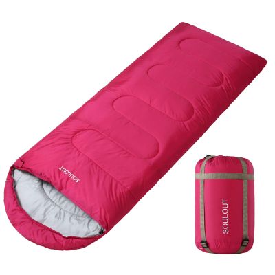 3-4 Season Sleeping Bag for Adults & Kids, Lightweight Warm Cold Weather Camping Bag with Waterproof Compression Sack Portable for Hiking, Backpacking, Traveling & Outdoor Adventures (Pink)