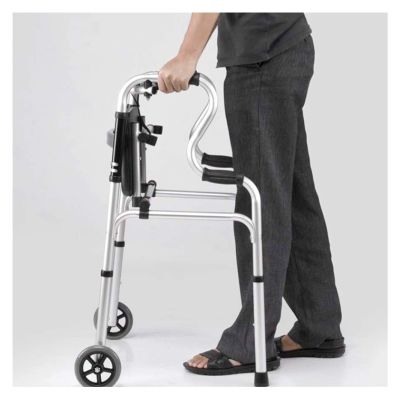 Auxiliary Walking Frames for Disabled, Aluminium Elderly Walking Aids with Seat, Folding Walking Frame Walking Assist Walking Frames ALGFree (Color : A)