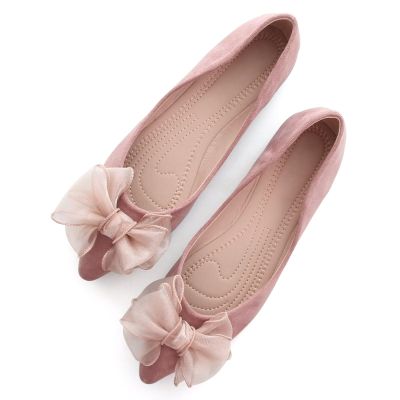 SAILING LU Bow-Knot Ballet Flats Womens Pointy Toe Flat Shoes Suede Dress Shoes Wear to Work Slip On Moccasins Pink Purple Size 10