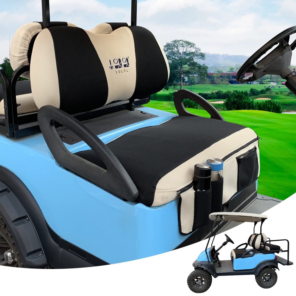 10L0L Golf Cart Seat Cover for Yamaha & Club Car Precedent Front Seat, Breathable Seat Covers/Towel/Blanket Polyester Mesh Fabric Golf Gifts - Gray/Black/Red