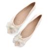 SAILING LU Bow-Knot Ballet Flats Womens Pointy Toe Flat Shoes Suede Dress Shoes Wear to Work Slip On Moccasins Apricot Size 9 view 1