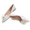 SAILING LU Bow-Knot Ballet Flats Womens Pointy Toe Flat Shoes Suede Dress Shoes Wear to Work Slip On Moccasins Apricot Size 9 view 4