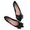 SAILING LU Bow-Knot Ballet Flats Womens Pointy Toe Flat Shoes Suede Dress Shoes Wear to Work Slip On Moccasins Black Size 6.5 view 2