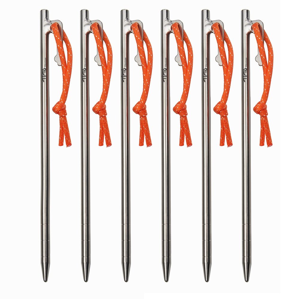 TiTo Titanium Tent Pegs Stakes Lightweight Snowfield Grassland Heavy Duty Tent Nails for Outdoor Camping Hiking and Plant Support Garden Stakes 4pcs/6pcs (8240mm-6pcs)