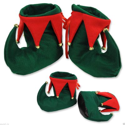 Christmas Party Costume Accessory Santa's Helper ELF Boots Shoes w/Jingle Bells