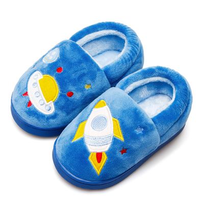 Plush Warm Slippers for Girls Boys Kids Toddlers Winter Fur Lined Indoor House Home Shoes 7-8 Toddler