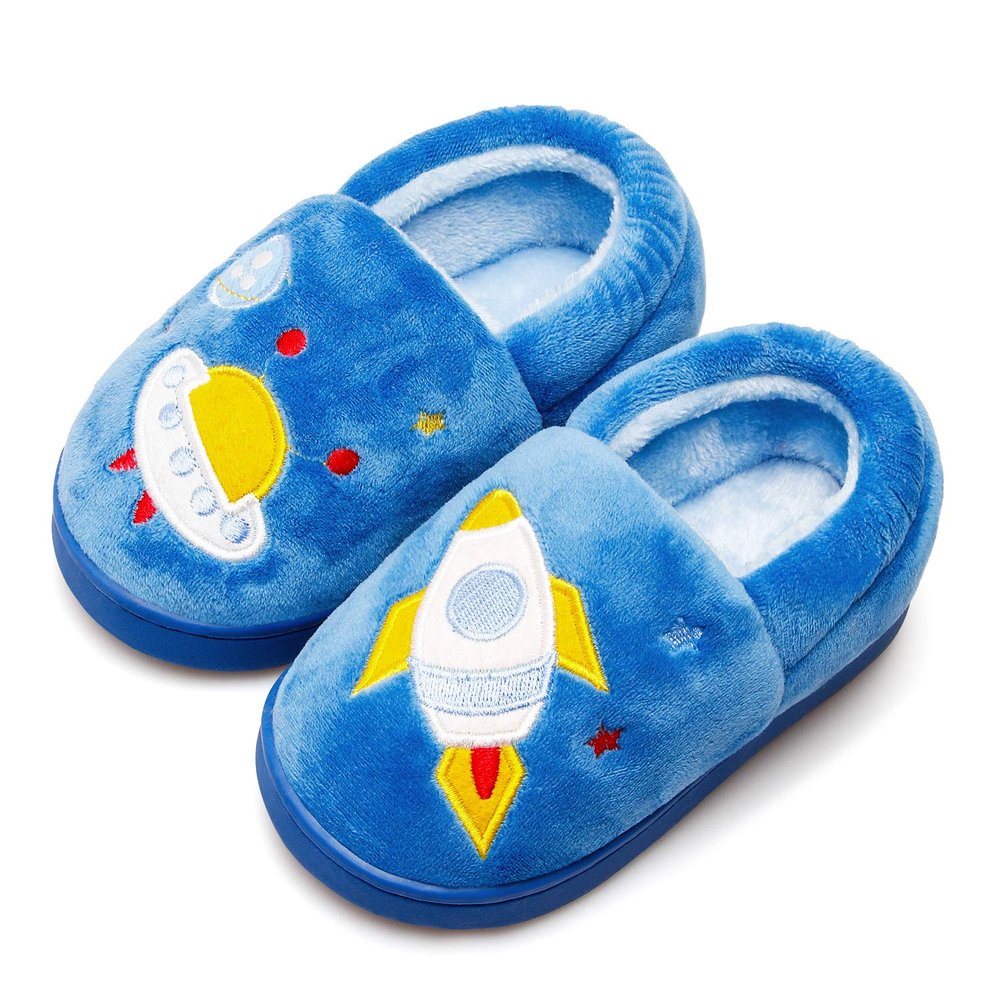 Plush Warm Slippers for Girls Boys Kids Toddlers Winter Fur Lined Indoor House Home Shoes 7-8 Toddler