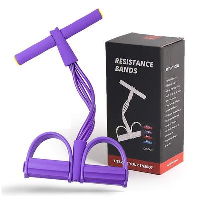 4-Tube Pedal Resistance Bands for Sit-up|Home Gym Yoga Strap Elastic Pull Rope |Fitness Equipment for Abdomen/Waist/Leg/Arm| Exercise Bands with Handles