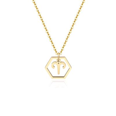 Aimber 18K Gold Plated Astrology Necklace for Women Jewelry,12 Zodiac Pendant Horoscope Constellations Necklace(Hexagon,Aries)