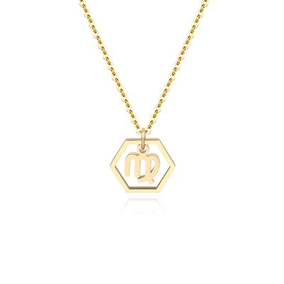 Aimber 18K Gold Plated Astrology Necklace for Women Jewelry,12 Zodiac Pendant Horoscope Constellations Necklace(Hexagon,Virgo)