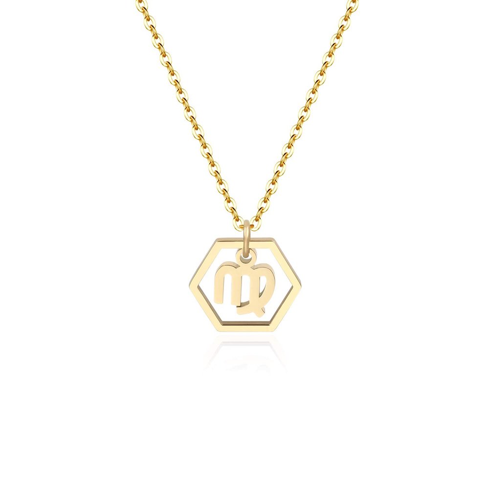 Aimber 18K Gold Plated Astrology Necklace for Women Jewelry,12 Zodiac Pendant Horoscope Constellations Necklace(Hexagon,Virgo)