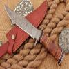 KE-01066-HK Custom and Handmade DAMASCUS Steel Hunting Knife with Damascus Guard with Leather Sheath view 3