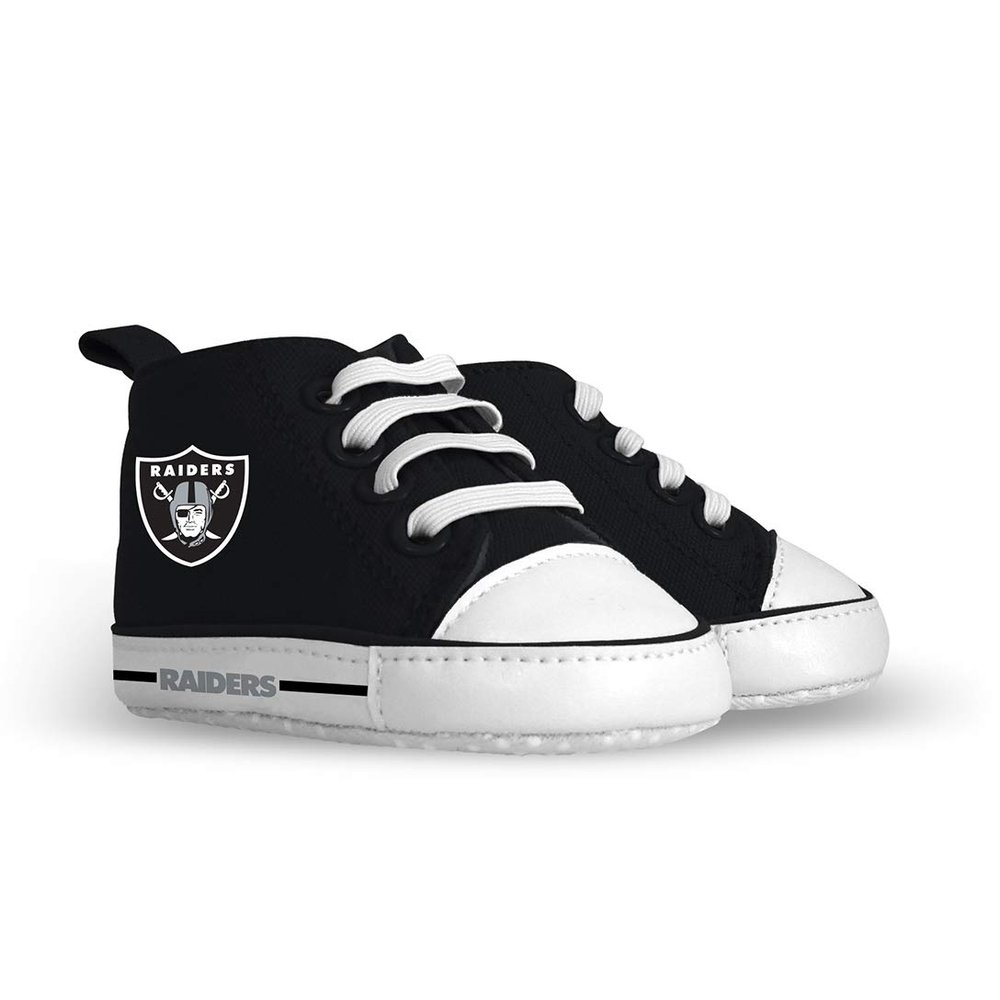 Baby Fanatic - NFL Baby Pre-Walkers Shoes Officially Licensed Las Vegas Raiders Football High Top Sneakers Soft Anti-Slip Soles Boys and Girls 0-6 Months Team Color