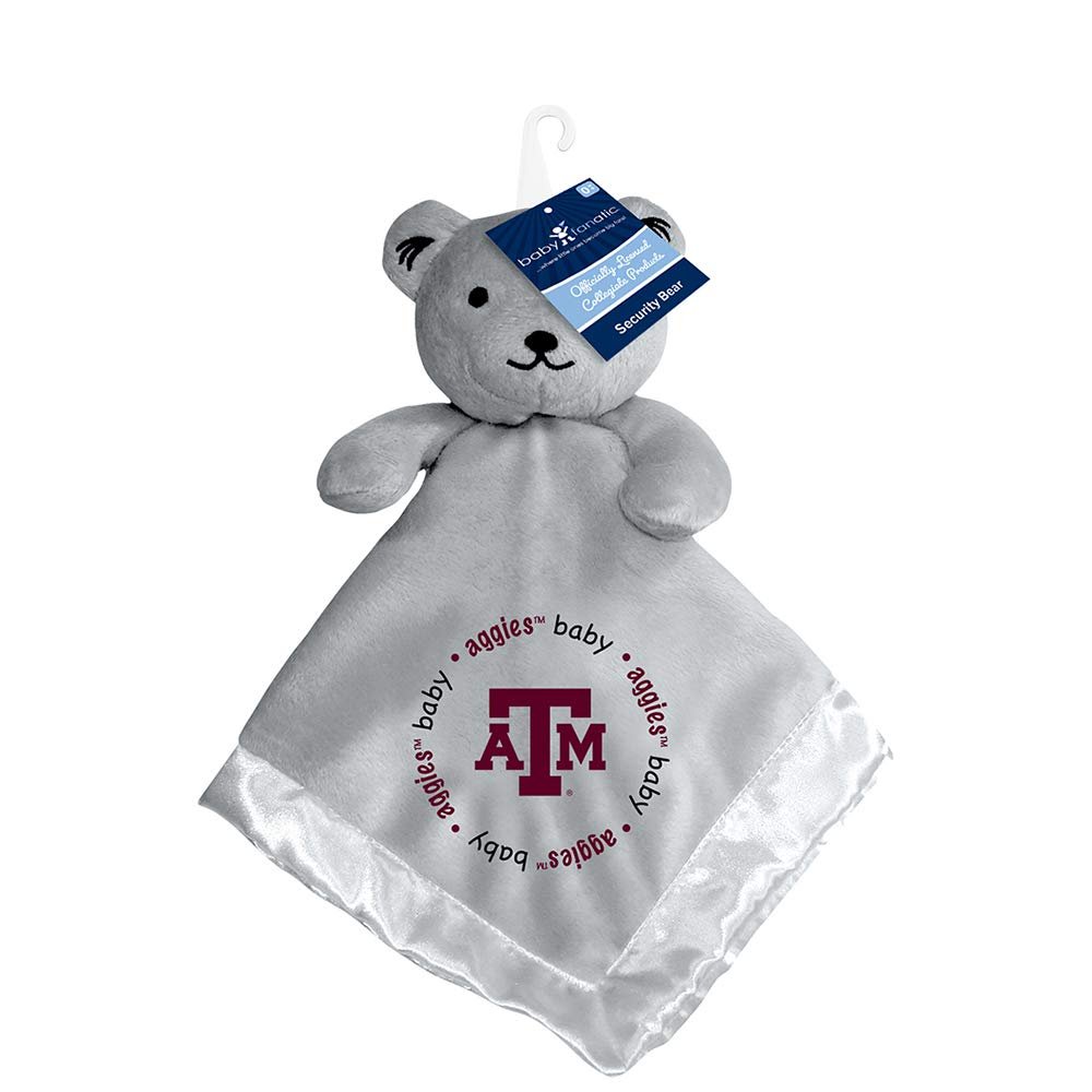 Baby Fanatic Security Bear Blanket, Gray Plush Aggie Stuffed Animal, NCAA Texas A&M Aggies, Officially Licensed Snuggle Buddy, Satin Lining, Toddler Gift, Machine Washable, Unisex