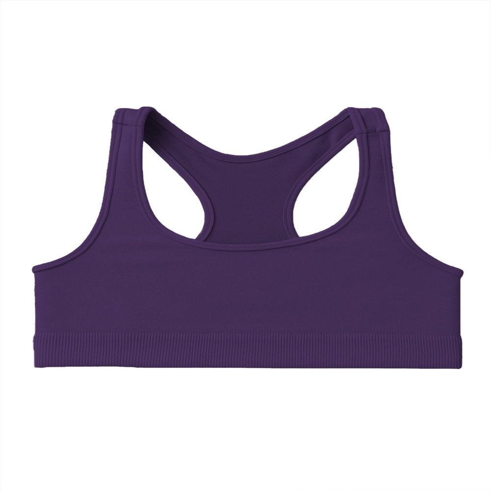 Kurve Girls Seamless Lightweight Racerback Sports Bra, Eggplant, Age 9-14