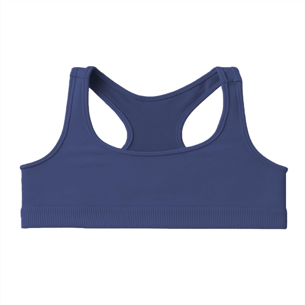 Kurve Girls Seamless Lightweight Stretchy Racerback Sports Bra, Navy, Age 9-14