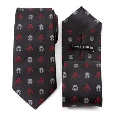 Cufflinks Inc. Star Wars Mando Black Red Men's Tie The Mandalorian Official Merch