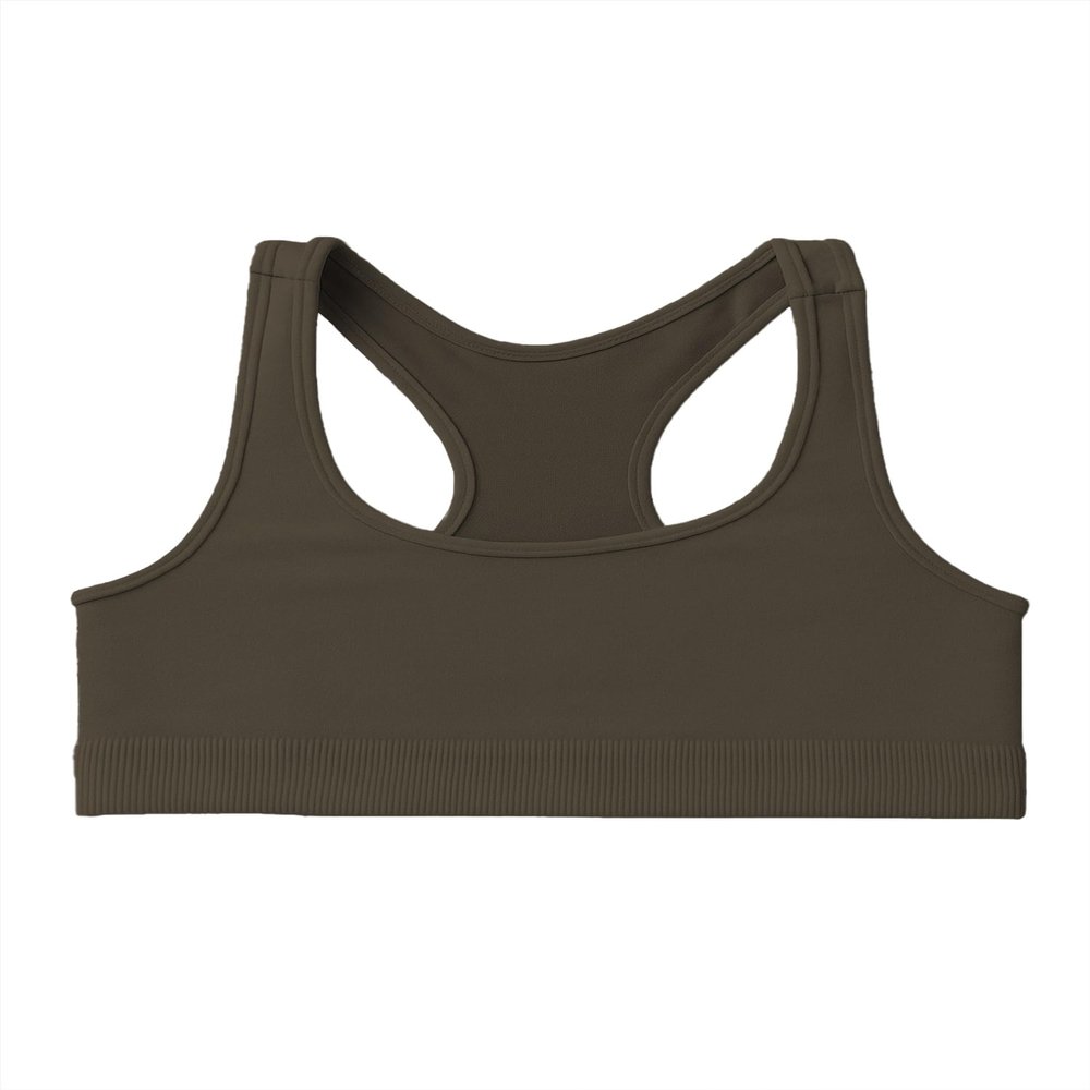 Kurve Girls Seamless Lightweight Racerback Sports Bra, Military, Age 9-14