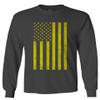 0170. Vintage Retro Distressed Yellow American Flag United States America USA Patriotic Military Style Men's Long Sleeve t Shirt (Characol, 2X Large) view 1