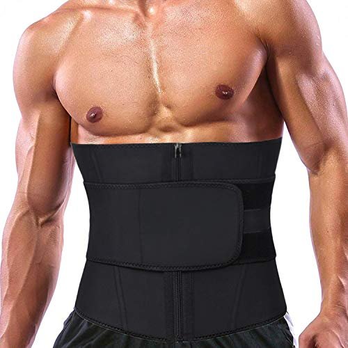 Famous Foxx Men Assured 9 Steel Boned Inclined Wide Latex Waist Trainer Belt (L)