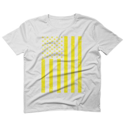 0170. Vintage Retro Distressed Yellow American Flag United States America USA Patriotic Military Style for Men T Shirt (White, 2X Large)