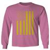 0170. Vintage Retro Distressed Yellow American Flag United States America USA Patriotic Military Style Men's Long Sleeve t Shirt (Pink Small) view 1