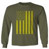 0170. Vintage Retro Distressed Yellow American Flag United States America USA Patriotic Military Style Men's Long Sleeve t Shirt (Olive, Small) view 1