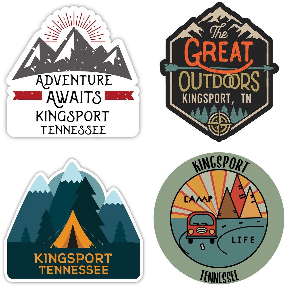 R and R Imports Kingsport Tennessee Souvenir 4-Inch Each Vinyl Decal Sticker 4-Pack