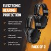 Walker's 2 Pack Electronic Ear Muff Hearing Protection, Noise Reduction Earmuffs, Razor Slim Patriot, Black view 3