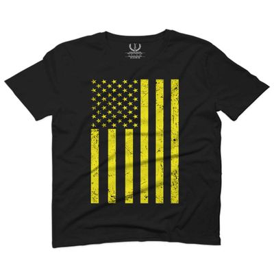 0170. Vintage Retro Distressed Yellow American Flag United States America USA Patriotic Military Style for Men T Shirt (Black 2X-Large)